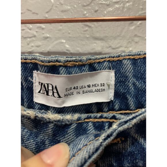 Zara Distressed High Waisted Mom Jeans Size 10 NEW - Picture 4 of 6
